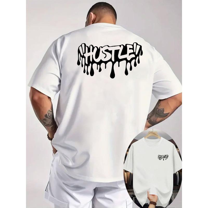 

Мужская белая футболка HUSTLE Drip Graphic | Повседневная с коротким рукавом, Дышащая летняя футболка, Модная S белый