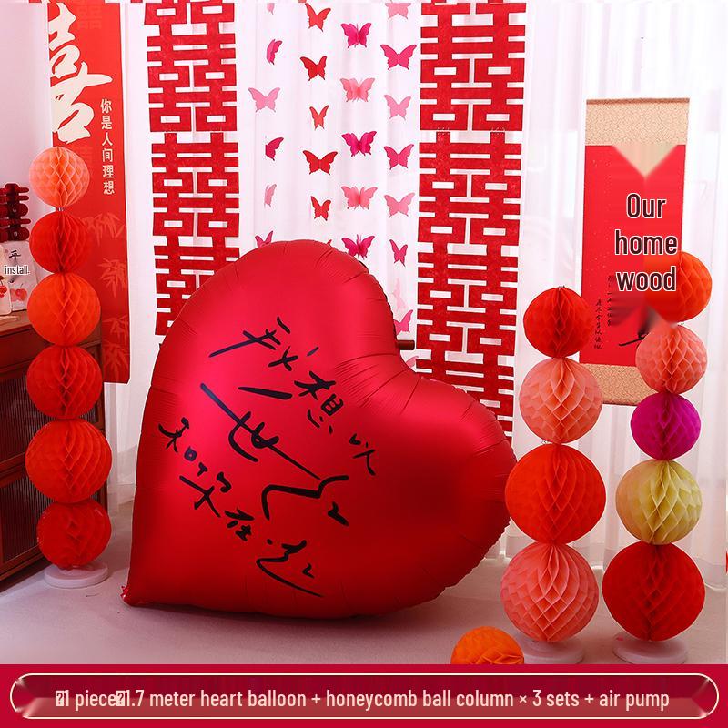 Honeymoon Suite Mega Heart Balloon Foil Set for Wedding & Engagement Decor.