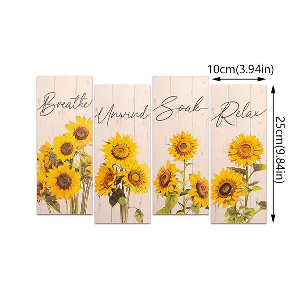 Handmade Wooden Floral Artwork Modern Wall Decor Plate Sunflower Hanging Sign  Home Office Decor