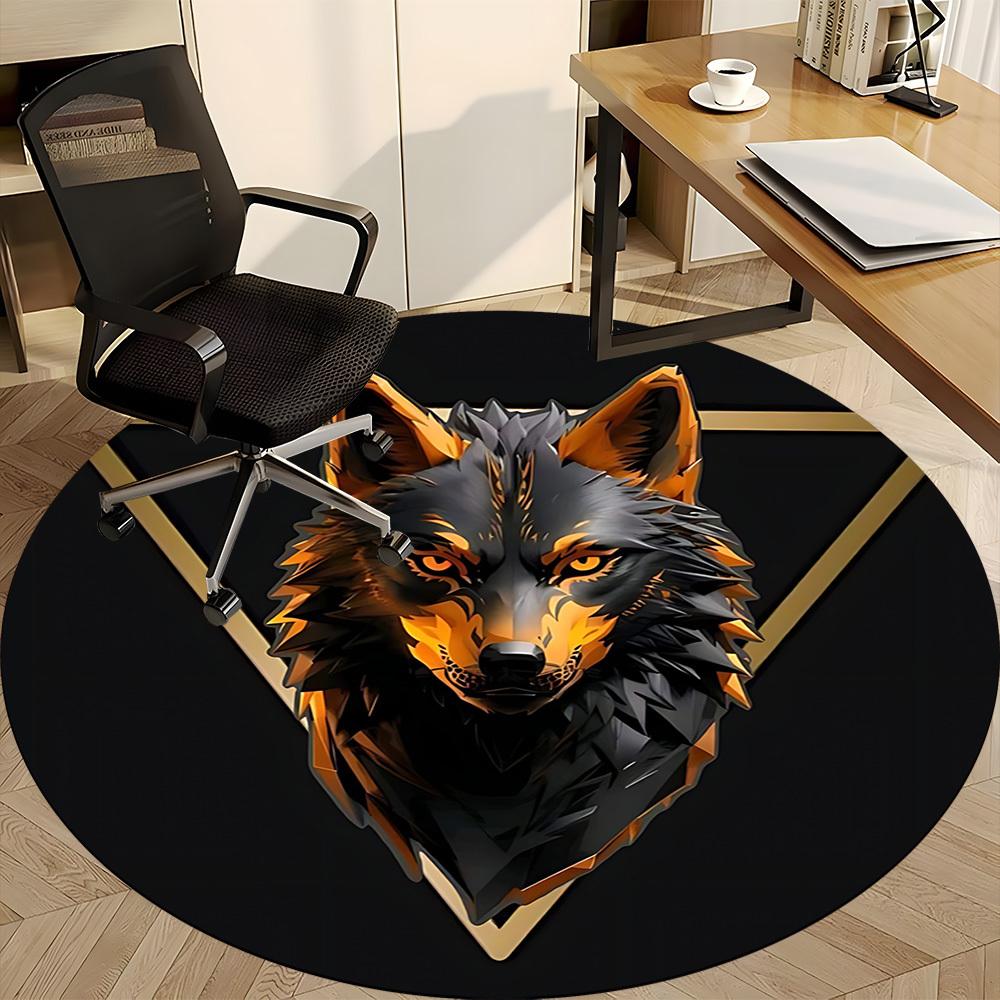1pc Wolf Pack Office Round Area Rug, Under Office Chairs Bedroom Living Room Home Decor, Room Deco, Available in Various Sizes