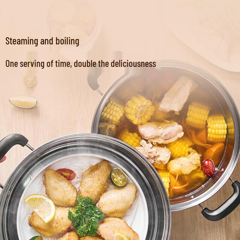 Midea 304 Stainless Steel 2-in-1 Steamer and Soup Pot