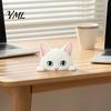 Cute Cat Theme Room Decor Shelf Sitter Ornament, Wooden Peeking Kitten Figurine, Desk 2D Flat Decorative Statue for Desktops And Bookshelves