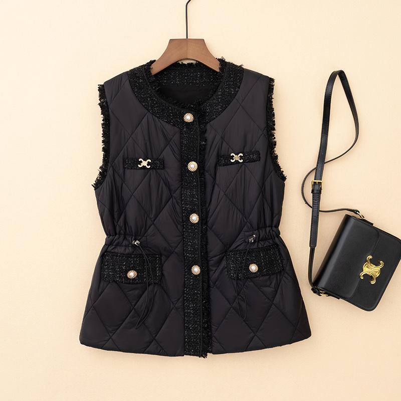 

Хлопковая одежда в стиле пэчворк, женский жилет, новинка осени и зимы, большой размер, женственная темпераментная куртка-топ XXXL чёрный