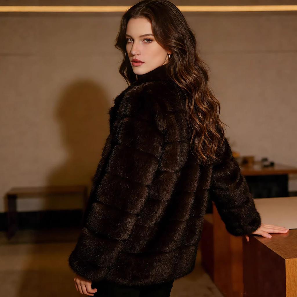Sable jacket women's clothing warm POLO collar autumn and winter new simple temperament celebrity style environmentally friendly fur