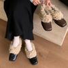Casual Chunky Heel Furry Square Toe Loafers - New Winter Fashion Plush Leather Shoes