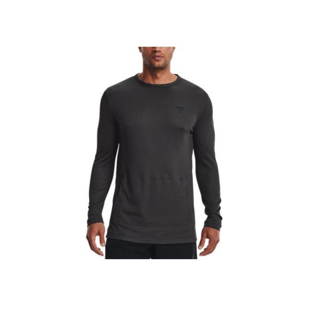 Under Armour Solid Color Training Athletic Crew Neck Slim Fit Long Sleeve T-Shirt Men tops Gray 1367095-010