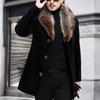 Men Woolen Coat Faux Fur Collar Solid Color Single-breasted Slim Fit Coldproof Top Outwear Autumn Winter Windbreaker Jacket for Daily Wear