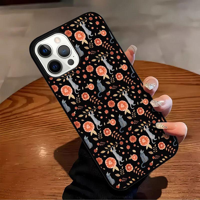 Lovely Flower Cat Animal Pattern Phone Case For iPhone 17 Air 16 15 14 13 12 11 Pro Max Max Plus Bumper Case Cover