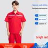 Summer Lightweight Polyester Cotton Reflective Workwear Set - Long Sleeve Protective Clothing for Construction and Workshop Use.