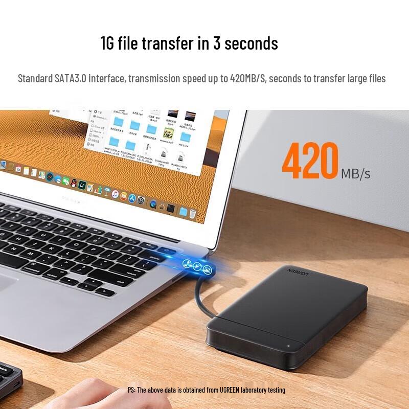 UGREEN USB 3.0 2.5-inch SATA Hard Drive Enclosure with Cable Storage
