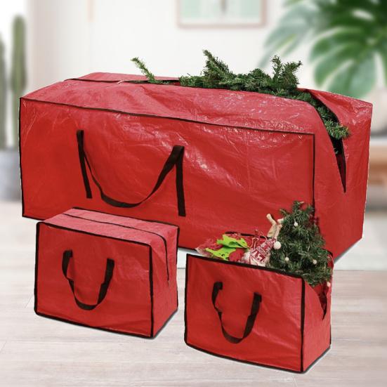 Christmas Tree Storage Bag Generous Capacity Waterproof Dustproof Reinforced Tear-Resistant PE Woven Tree Storage Organizer