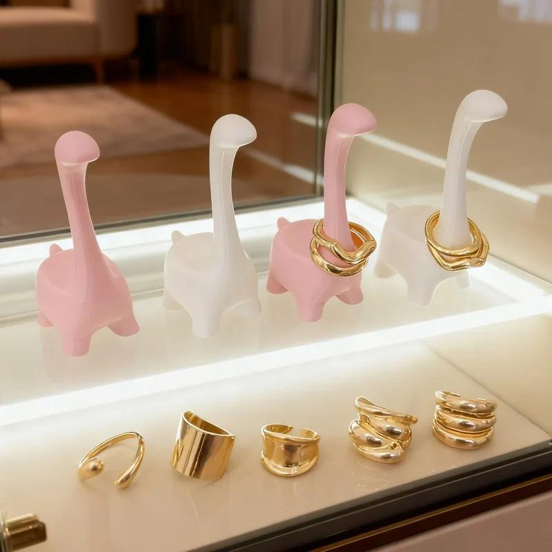 Durable Pink Cartoon Dinosaur Ring Holder 2025 Multi Functional Jewelry Display Stand Packaging Accessories