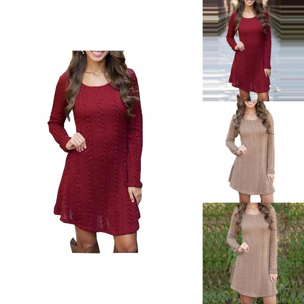 Stylish Women's Knitted Sweater Jumper Mini Dress For Cozy Winter And Autumn Wear