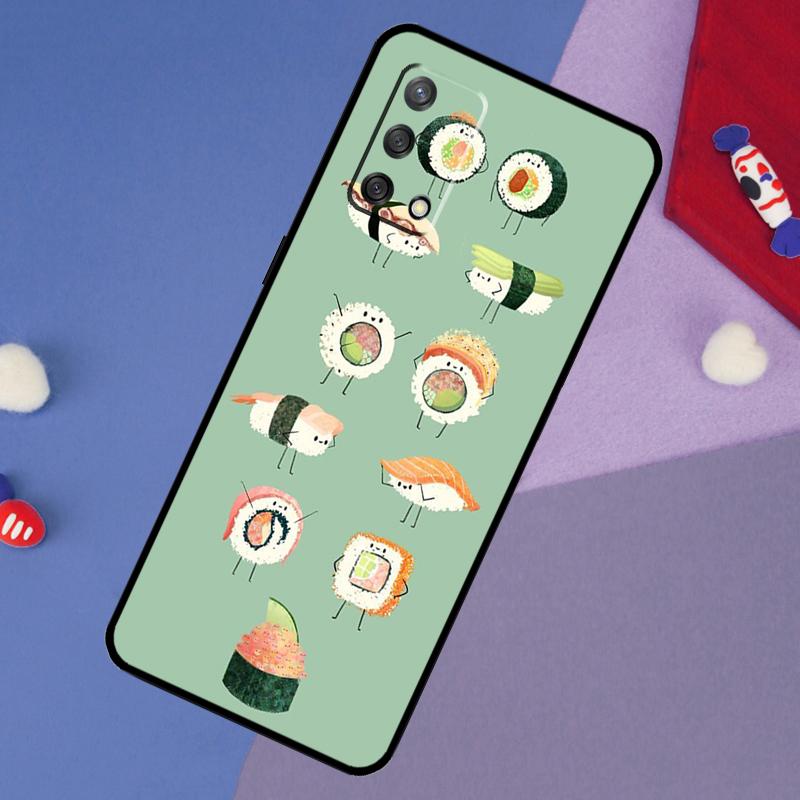 Kawaii Sushi Crowd Case For Oppo A17 A60 A40 A80 A16 A76 A96 A98 A58 A78 A18 A38 A57 A74 A54 A94 A15 A5 A6 Pro