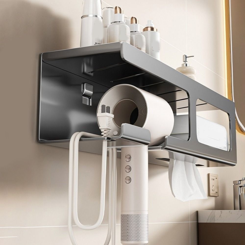 Rustproof Hair Dryer Holder Wall Mounted Toilet Paper Holder Bathroom Tissue Holder Bathroom Use