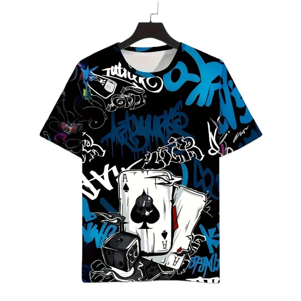 Summer New Men's Fun and Personalized T-Shirt with Colorful and Cool Graffiti Patterns 3D Printing Design Street Niche Trend