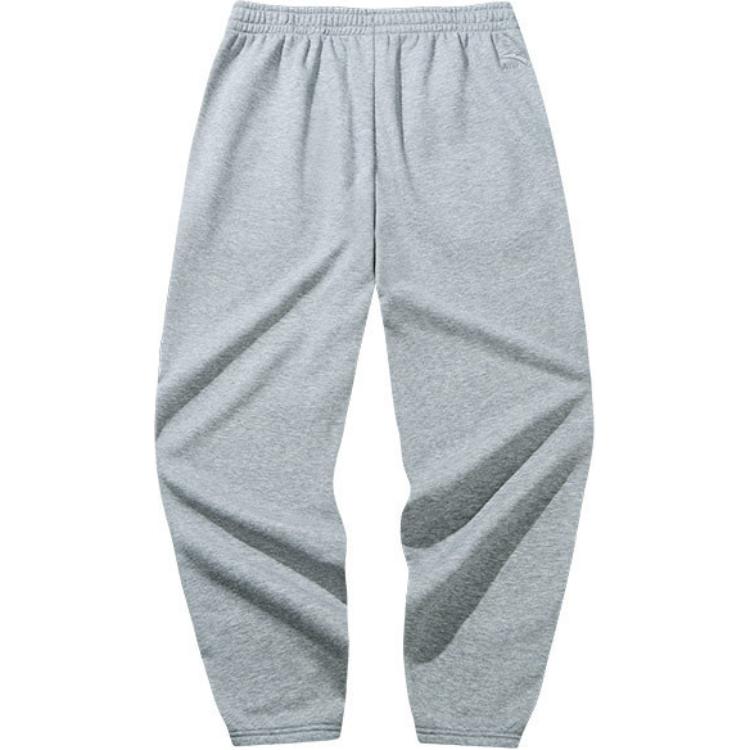 Anta Fleece Lined Thick Cuffed Mid Waist Drawstring Knitted Sports Pants Men Bottoms Gray Heather-Gray 152448301N-1