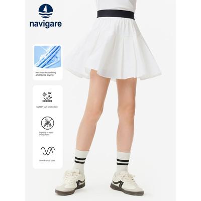 Navigare Italian Sailboat Pleated Skirt for Girls, 2026 Summer New Stylish Children's Skirt