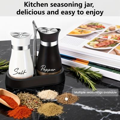 1Set Seasoning Bottles Sealed Glass Spice Bottle Moisture-proof Refillable Salt and Pepper Dispenser Kitchen Cumin Seaoning Can