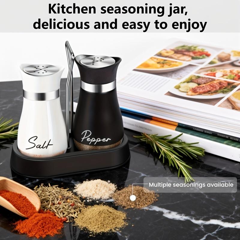 1Set Seasoning Bottles Sealed Glass Spice Bottle Moisture-proof Refillable Salt and Pepper Dispenser Kitchen Cumin Seaoning Can