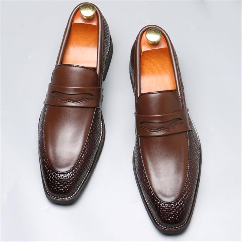 Luxury Fashion Designer New Black Brown Patchwork Casual Shoes For Men Penny Loafter Formal Wedding Dress Homecoming