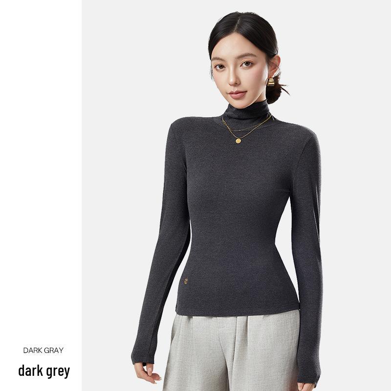 Women's Velvet High Neck Warm Turtleneck Long Sleeve Top - Autumn/Winter Base Layer