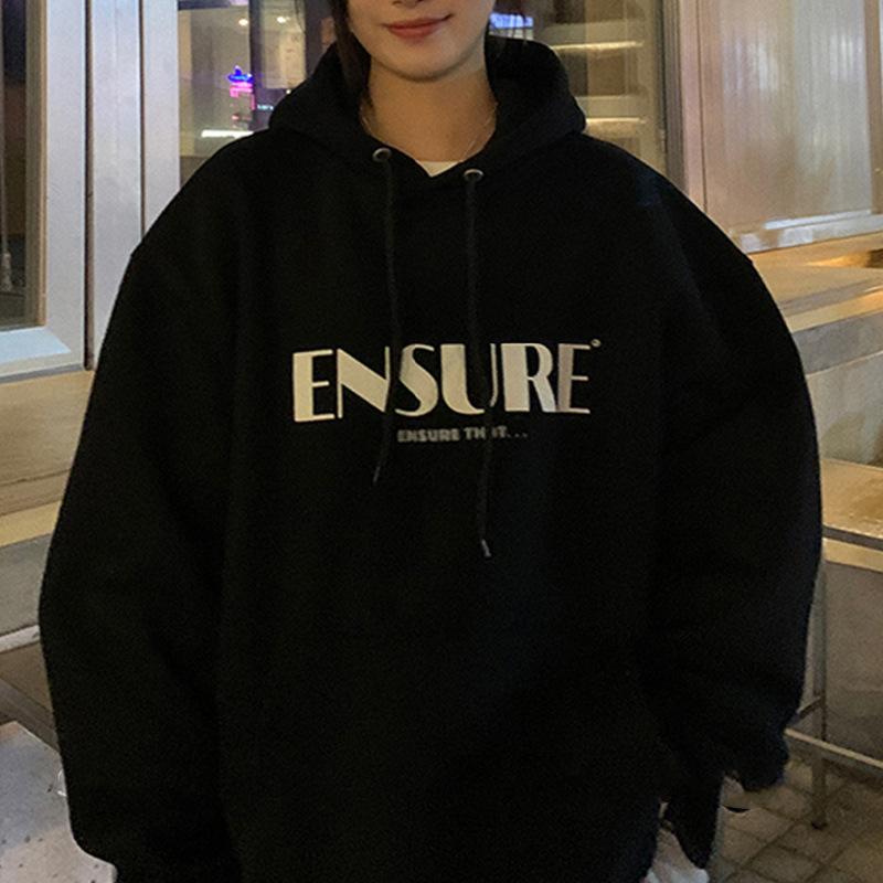 Padded Hooded Sweatshirt Women Autumn and Winter Loose Ladies Student Tops Fashion Retro Versatile Sweatshirt