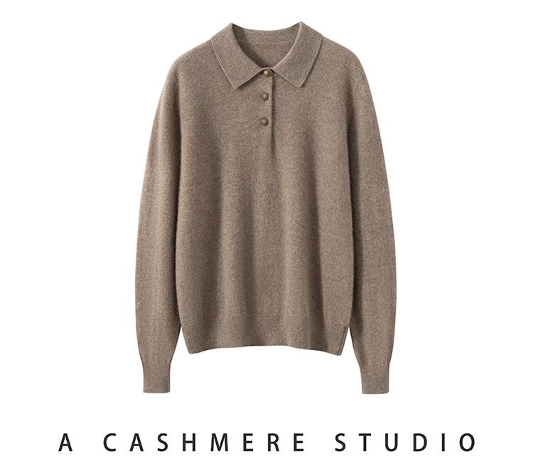 Kang Sai Ni Pure Cashmere Women's Polo Neck Pullover - 2026 Autumn/Winter Commuter Base Layer