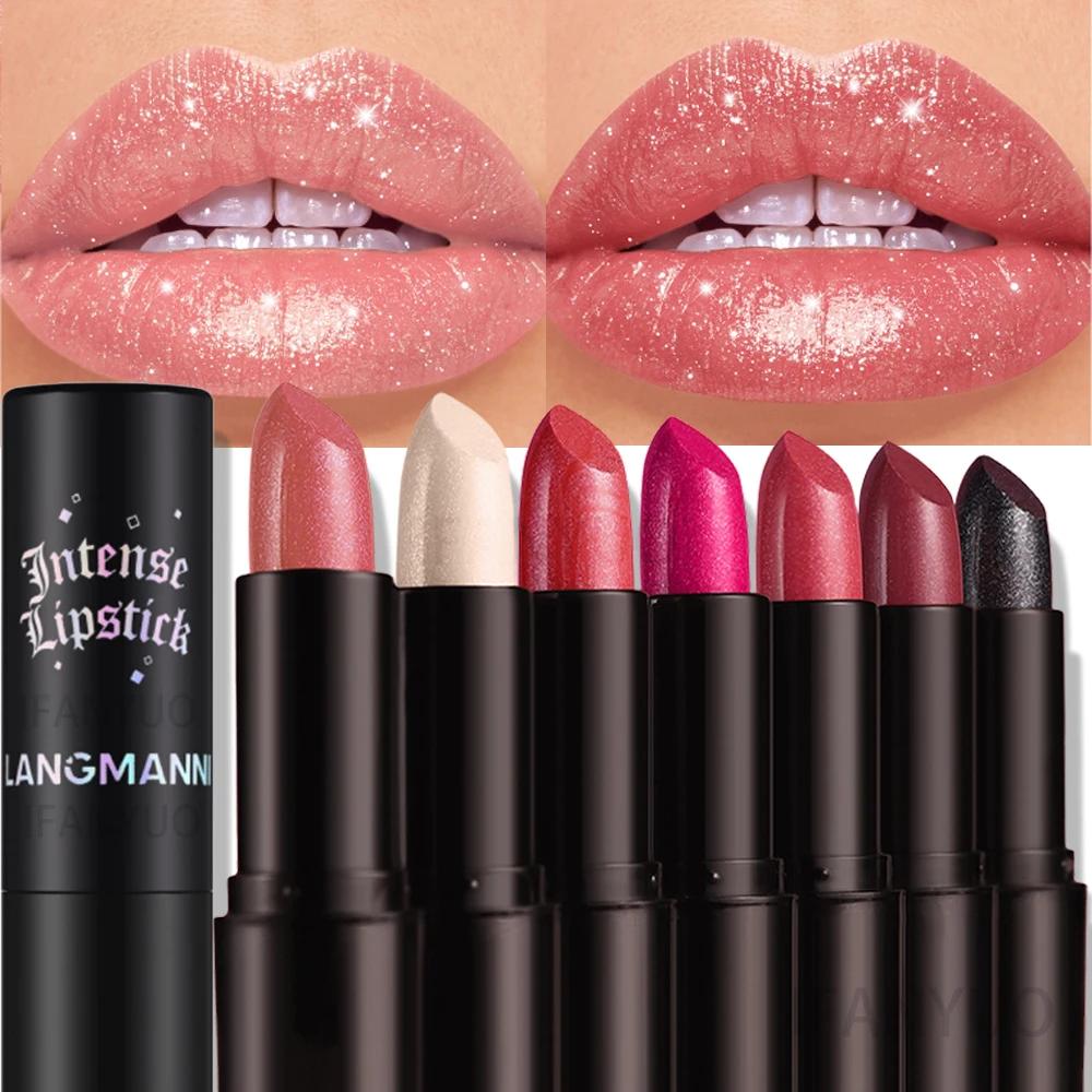Rossetto Metallico Corallo Scintillante Glitter Diamante Lucidalabbra Impermeabile Alto Pigmento Lucido Scintillante Perla Rossetto Cosmetici