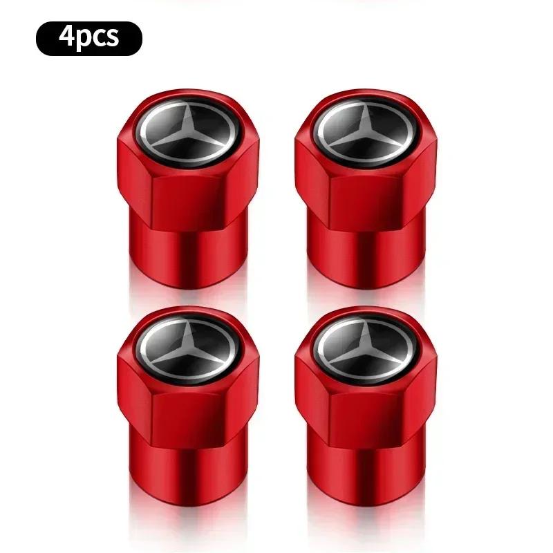 CSC1 4Pcs Metal Car Wheel Tire Air Valve Caps Stem Covers For Mercedes Benz B/C/E/S Class A Class C200L GLC GLE CLA Car accessories