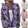 Damen Pullover Strickjacke Rundhals Langarm 3D Blumenmuster Button Up Strickjacke Verdickte warme Herbst Winter Tops