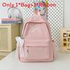 Bow Embroidery Ribbon Nylon Backpack Large Capacity Laptop Schoolbag Fashion