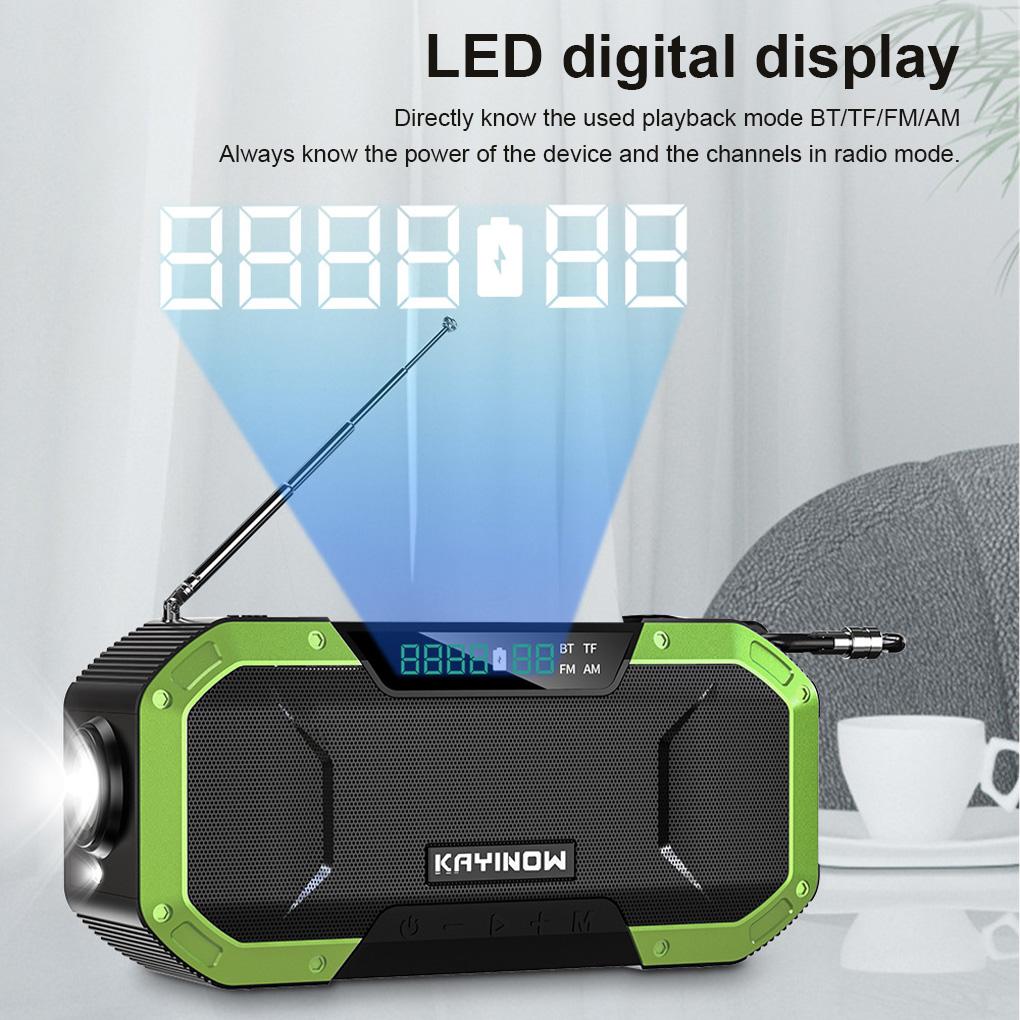 Multi-function FM Radio Outdoor Hand Crank Emergency Radio Waterproof Flashlight Bluetooth-compatible Solar Phone Charger