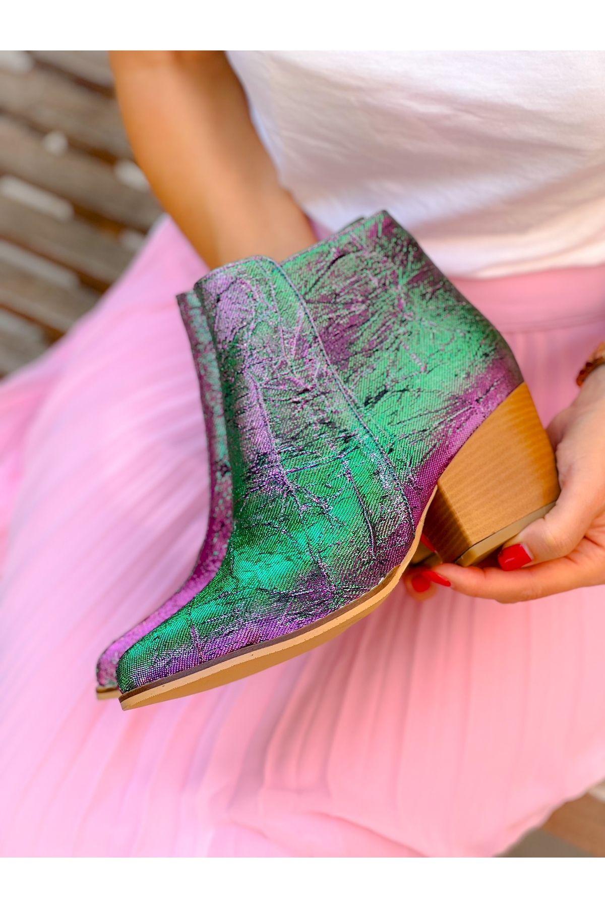 

Женские современные шикарные модные мини-сапоги Dalida Green Purple Gradient Dallas Western 35