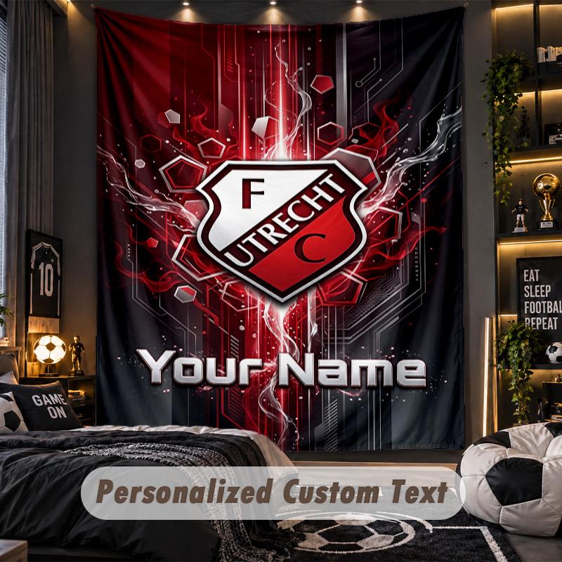 TapestryFC Utrecht Custom Name Text Personalized Wall Hanging Tapestry Home Wall Decor
