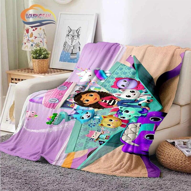 Cartoon Gabby's Dollhouse Cute Cashmere Blanket Children and Girls Warm Portable Plush Cozy Throw Blanket Bed Sofa Blanket