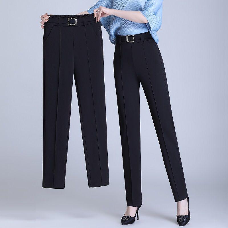 Korean Style High-Waisted Slim-Fit Straight-Leg Harem Pants for Women S 80-89 lbs