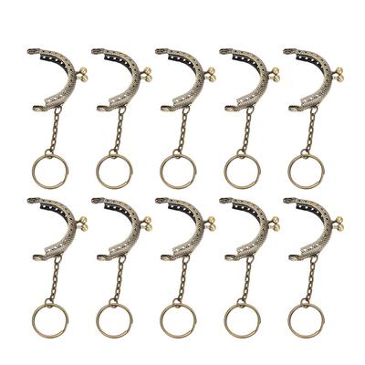 10Pcs Metal Purse Frame Kiss Clasp Lock Bronze Tone Retro DIY Semicircle Chain 5cm