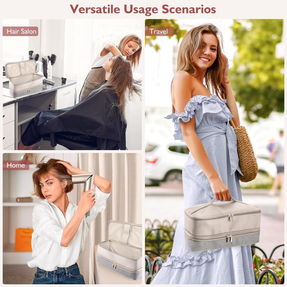 Hair Dryer Travel Bag Waterproof Dual Layer Storage Case with Wide Zip Opening and Carry Handle
