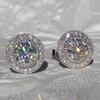 New Type of Earrings Copper Inlaid with Ultra-shiny Round Zircons and Full Diamond Stud Earrings for Women