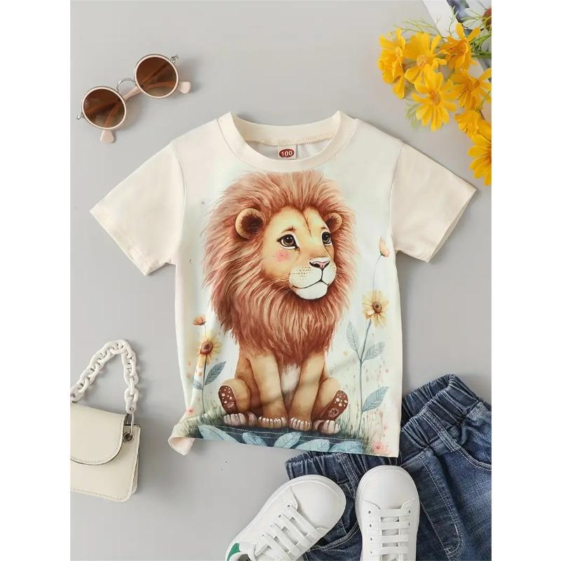 2025 Girls' Clothing Cute Animal Elephant 3d Print Fashion Casual T-Shirts Funny Girls' T-Shirts Summer Short Sleeved Tops Tee