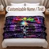 Skull Gothic Theme Soft Blanket Personalized Custom Name Text Print Warm Blanket Home Sofa Bedroom Decor