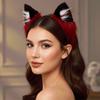 Soft Plush Faux Fur Headwear Red Black Halloween Hair Hoop Wolf Ears Headband  Club Events