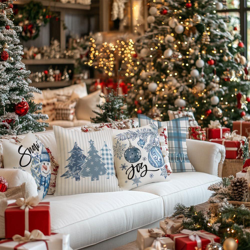 New Christmas Pillowcase Furniture, Cushion Cover Linen Printed Living Room Sofa Decoration Pillowcase