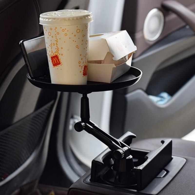For Round Car Cup Holders, Car Cup Holder Tray, Rotatable Small Dining Table, Coffee & Drink Holder, 2-in-1 Phone Storage