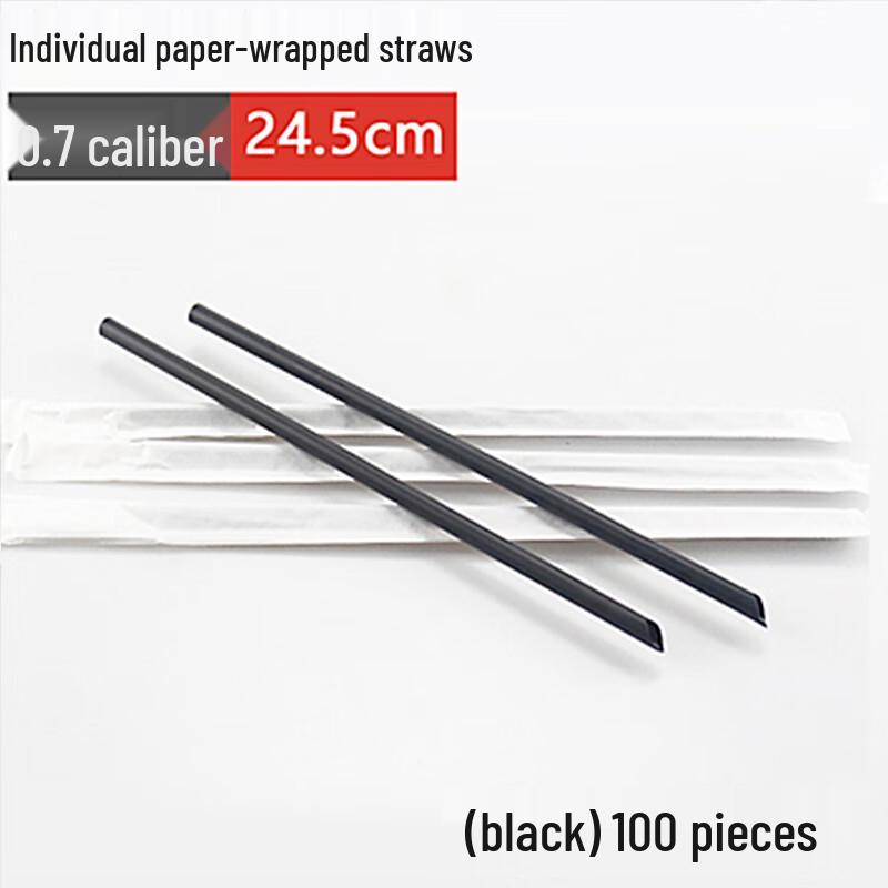 

Miaojiayi Individually Wrapped Black Plastic Straws (100 Count)