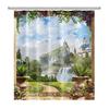 Rural Landscape Shower Curtains Creek Stone Lotus Buddha Bath Curtain Natural Scenery Waterproof Bathroom Home Decor With Hooks