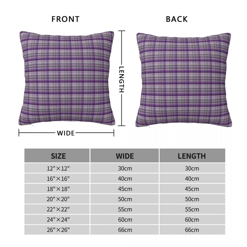 Tartan Lila und Grau Kissenbezug Polyester Leinen Samt Kreativ Reißverschluss Dekorative Wurfkissenhülle Heimkissenbezug 45X45