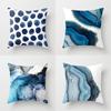 New Style Abstract Blue Printed Pillow for Living Room and Study, Peach Leather Velvet Simple and Fashionable Cushion Car Pillow
