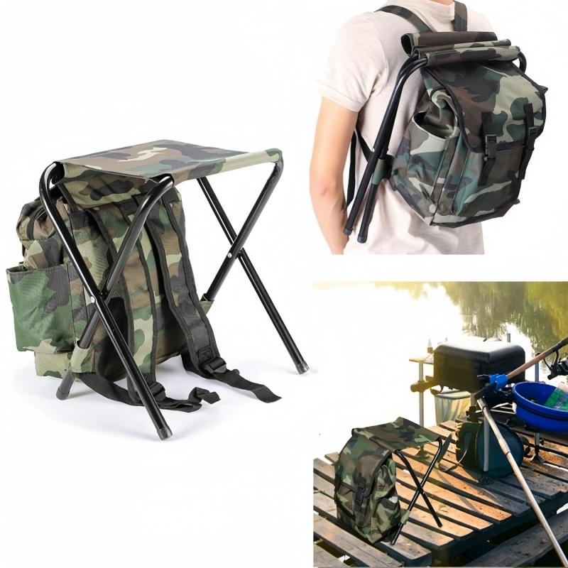 2 in 1 Portable Foldable Backpack Chair Light Fishing Stool Outdoor Mountaineering Bag Camping Traveling Hiking Equipment